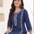 Blue embroidered pure cotton kurta trouser set