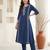 Blue embroidered pure cotton kurta trouser set