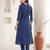 Blue embroidered pure cotton kurta trouser set
