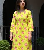 Green printed pure cotton kurta trouser set