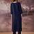 Navy blue printed pure cotton kurta trouser set