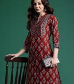 Orange printed pure cotton kurta trouser set