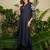 Navy blue embroidered pure cotton kurta trouser set