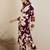 Burgundy printed viscose rayon kurta trouser set