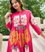 Pink printed pure cotton kurta trouser set