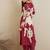Red embroidered viscose rayon kurta trouser set