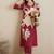 Red embroidered viscose rayon kurta trouser set