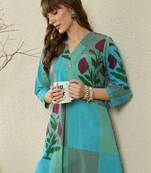 Multicolor printed pure cotton kurta trouser set