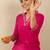 Pink embroidered silk kurta trouser set