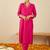 Pink embroidered silk kurta trouser set