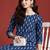 Blue printed pure cotton kurta trouser set