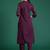 Burgundy embroidered pure cotton kurta trouser set