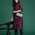 Burgundy embroidered pure cotton kurta trouser set