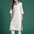 Off white embroidered pure cotton kurta trouser set
