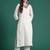 Off white embroidered pure cotton kurta trouser set