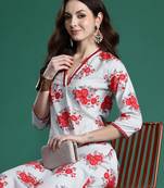 Grey printed pure cotton kurta trouser set