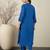 Blue embroidered pure cotton kurta trouser set