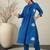 Blue embroidered pure cotton kurta trouser set