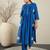 Blue embroidered pure cotton kurta trouser set