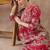 Red printed pure cotton kurta trouser set