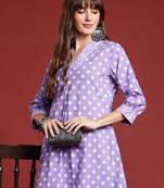 Lavender printed pure cotton kurta trouser set