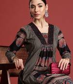Multicolor printed pure cotton kurta trouser set