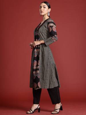 Multicolor printed pure cotton kurta trouser set 2