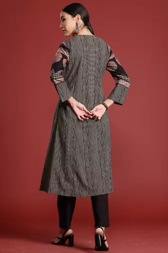 Multicolor printed pure cotton kurta trouser set