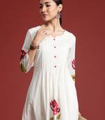 Off white printed pure cotton kurta trouser set