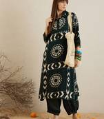 Green embroidered viscose rayon kurta trouser set