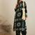 Green embroidered viscose rayon kurta trouser set