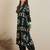 Green embroidered viscose rayon kurta trouser set