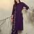 Purple embroidered pure cotton kurta trouser set