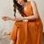 Orange embroidered pure cotton kurta trouser set