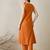 Orange embroidered pure cotton kurta trouser set