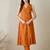 Orange embroidered pure cotton kurta trouser set