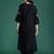 Black embroidered viscose rayon kurta trouser set