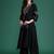 Black embroidered viscose rayon kurta trouser set