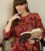Maroon printed pure cotton kurta trouser set