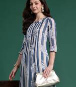 Blue printed pure cotton kurta trouser set