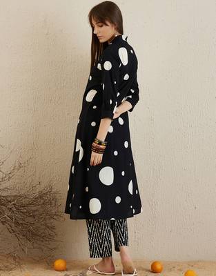 Black printed pure cotton kurta trouser set 2