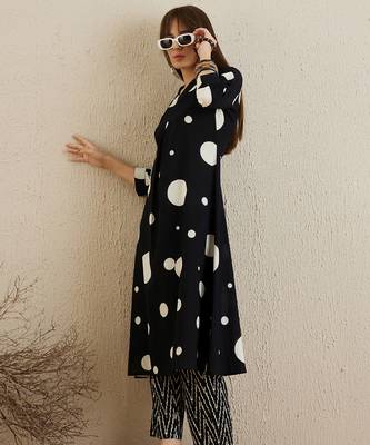 Black printed pure cotton kurta trouser set 3