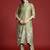 Green embroidered silk kurta trouser set