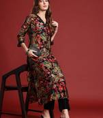 Black printed silk kurta trouser set