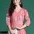 Mauve embroidered pure cotton kurta trouser set