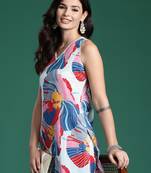 White printed pure cotton kurta trouser set