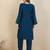 Teal embroidered silk kurta trouser set