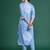 Blue printed pure cotton kurta trouser set
