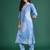 Blue printed pure cotton kurta trouser set