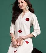 White embroidered pure cotton kurta trouser set